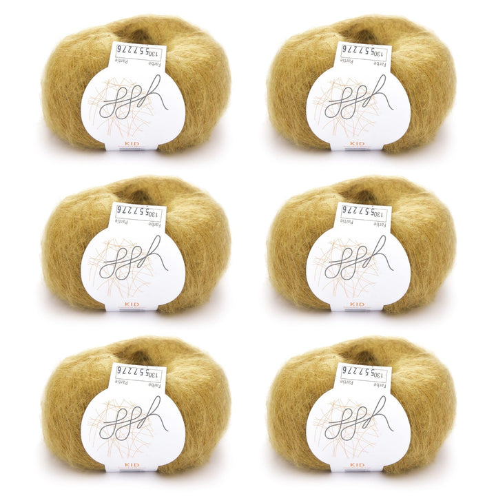 ggh Kid Box - 6 Knäuel Strickwolle aus Kid Mohair - Farbe 130 - Messing, 130 - Messing