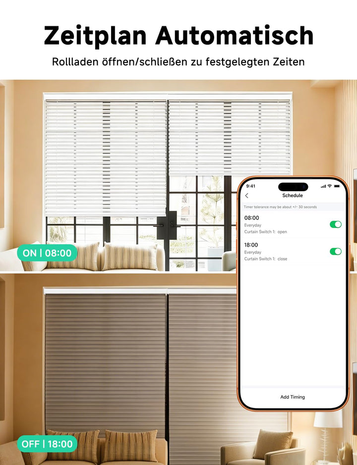 Smart Rolladenschalter, Etersky Rolladen Zeitschaltuhr Smart Jalousien Schalter mit Touch Panel, Kom