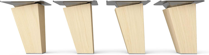 Sossai Möbelfüsse aus Naturholz Buche unbehandelt, Clif Square HMF4, 8 cm hoch, eckig, schräge Ausfü