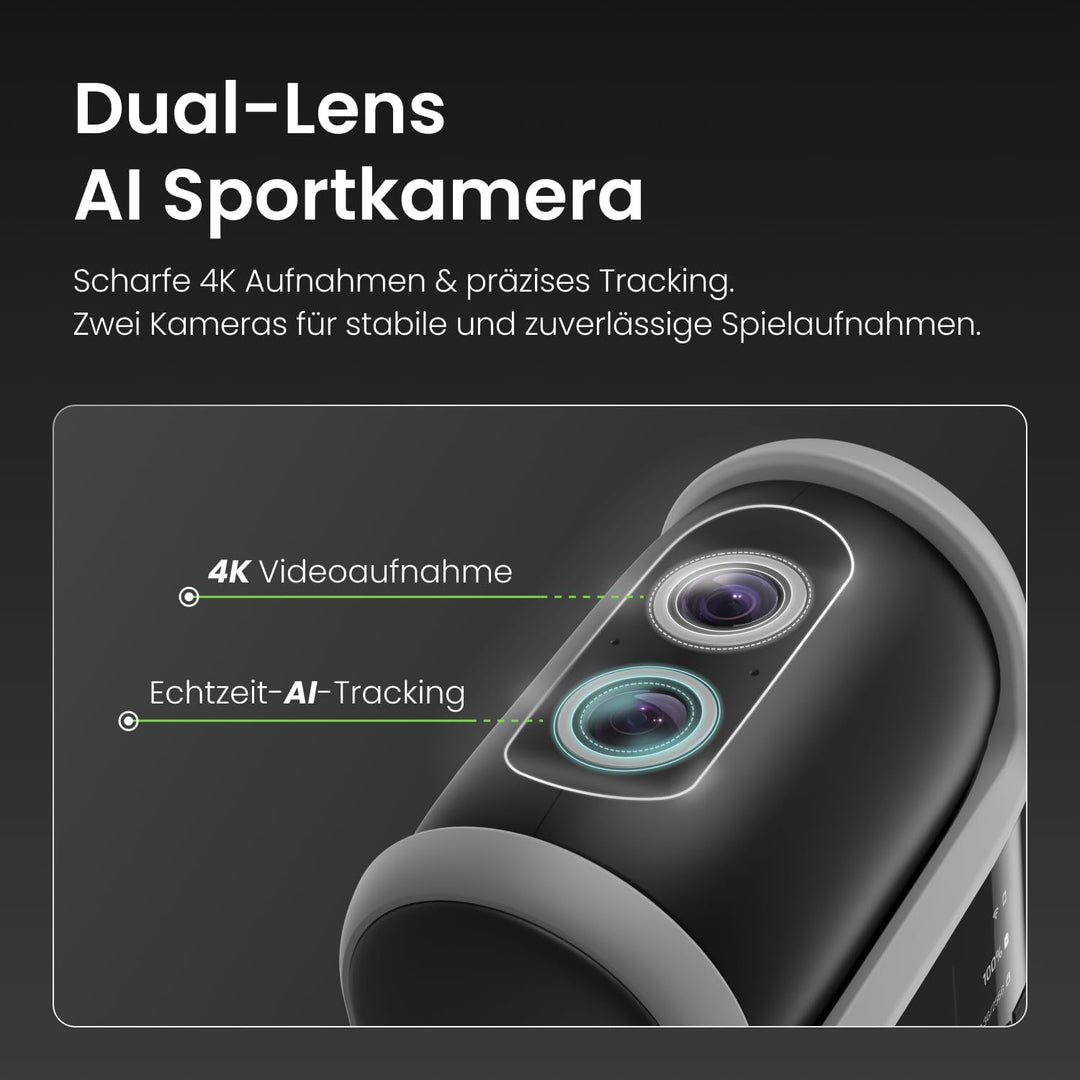 XbotGo Falcon 4K AI Sport Kamera mit Auto Tracking – Fussball & Basketball für Teams, Action Cam mit