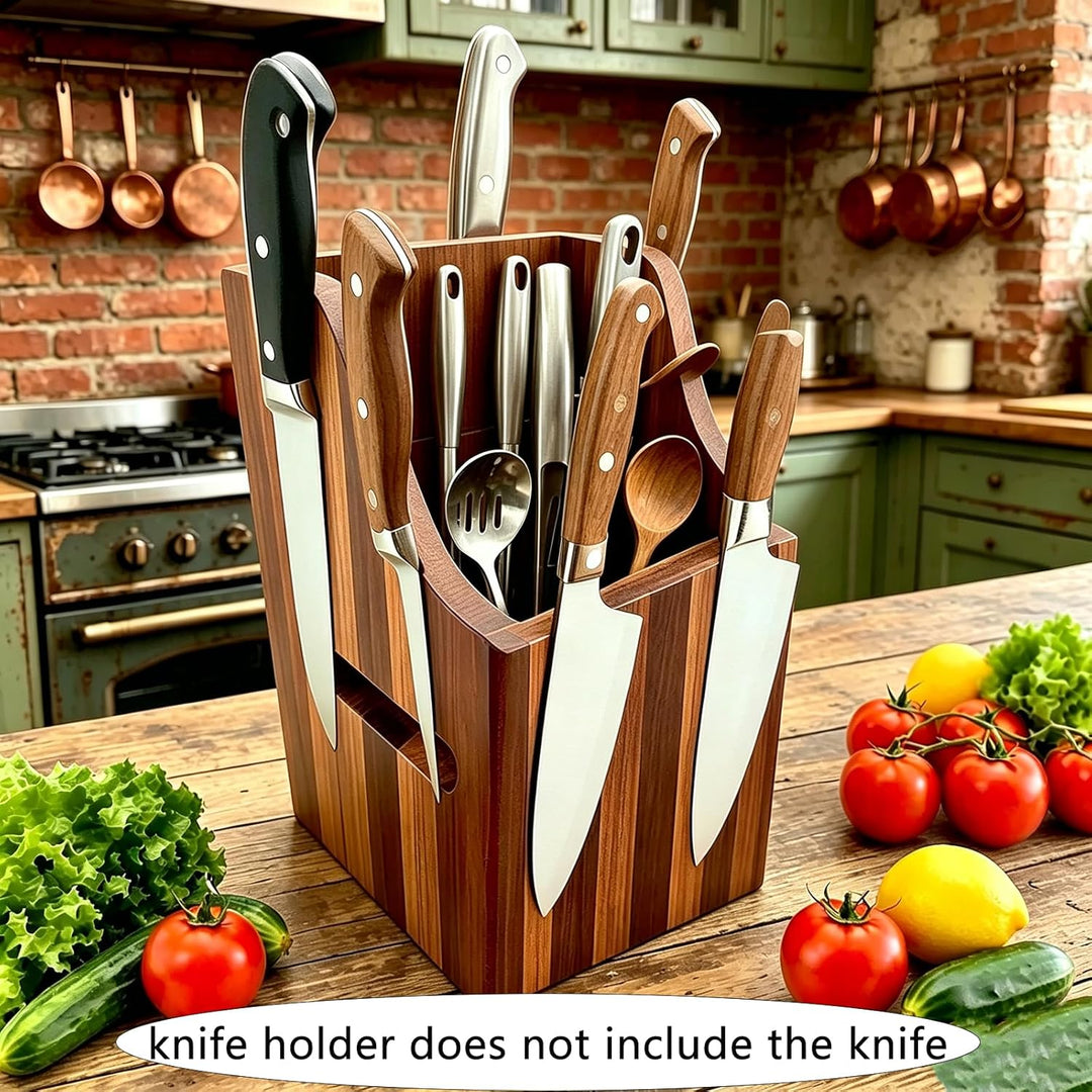 Magnetic Knife Block Without Knife - 360° Rotatable Extra Large Capacity Knife Holder Universal Knif