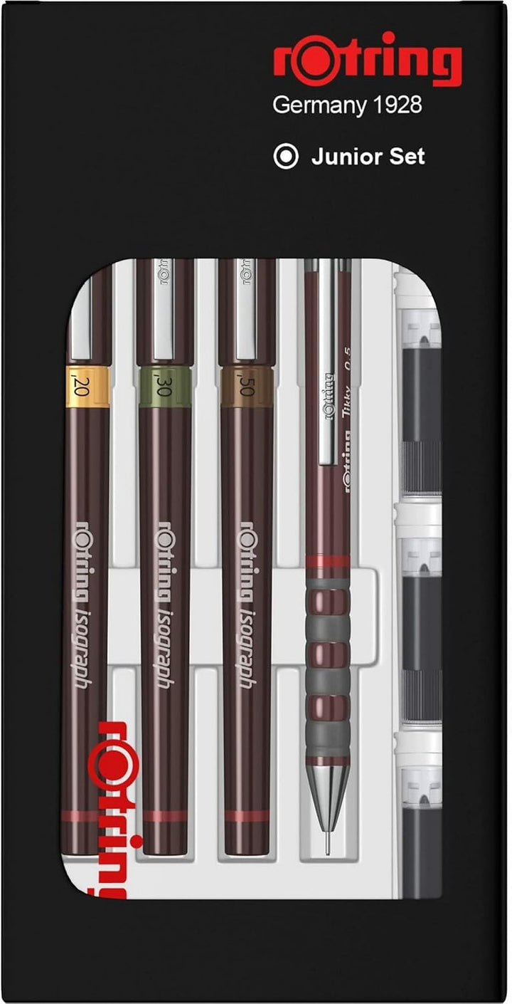 rOtring Isograph Fineliner Junior Set | 0,2 mm/ 0,3 mm/ 0,5 mm | 3 Stück 0,20 mm, 0,30 mm, 0,50 mm J
