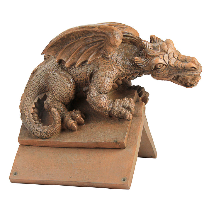 Design Toscano Apex, der geflügelte Drache, Skulpturaler Dachsitzer Garten, Garten