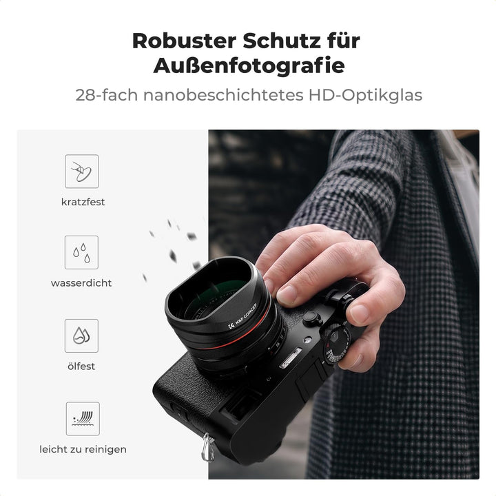 K&amp;F CONCEPT Black Mist 1/4 Filter mit Gegenlichtblende,Objektivdeckel Kompatibel mit Fujifilm Kamera