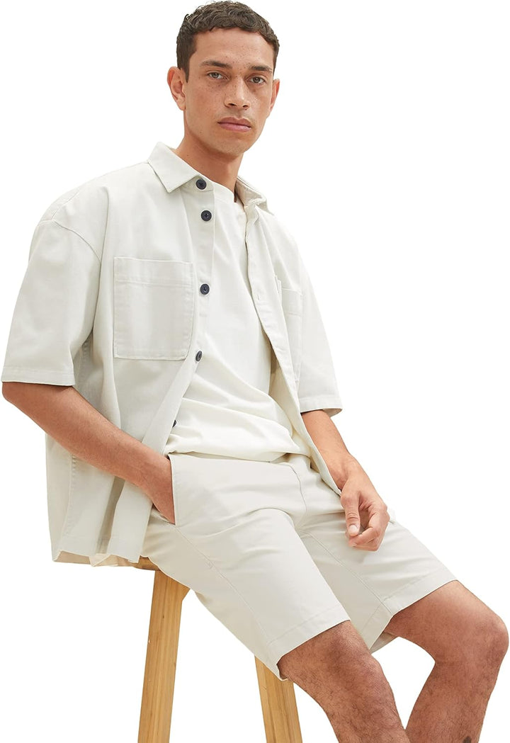 TOM TAILOR Herren Slim Chino Bermuda Shorts mit Stretch 28 13808 - Creme, 28 13808 - Creme