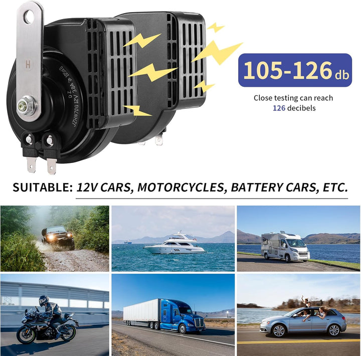 Rupse Hupe Autohupe 2 Stück, Laut Horn Signalhorn mit Wasserdichte, für 12v Pkw Lkw Wohnmobile Motor
