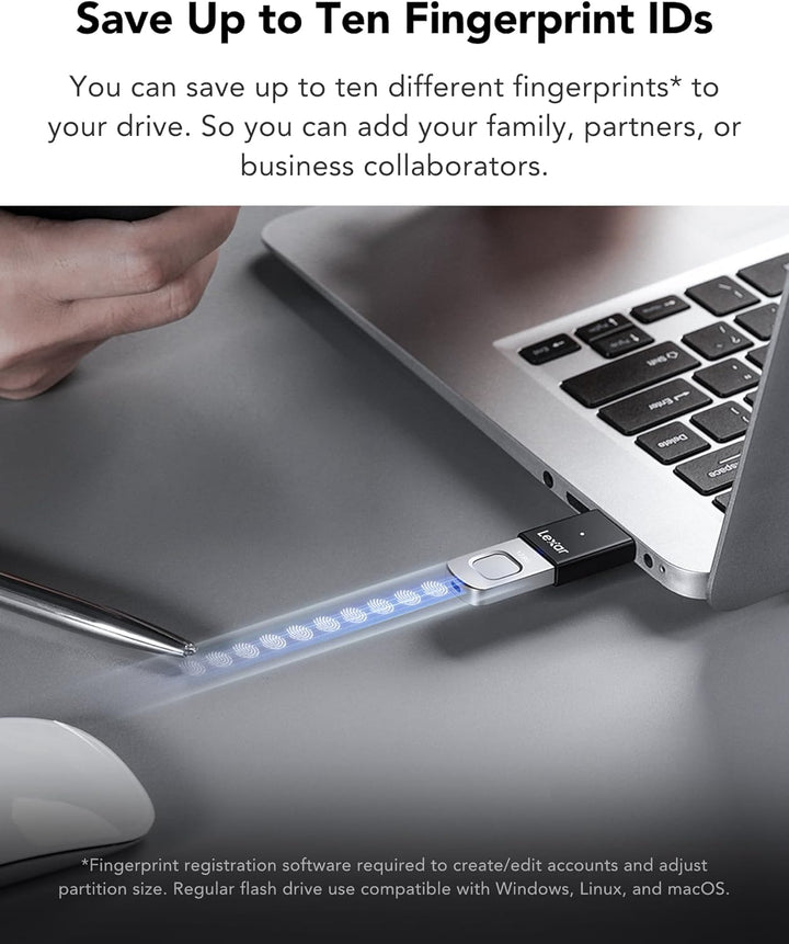 Lexar JumpDrive Fingerprint F35 PRO 128 GB USB 3.0-Flash-Laufwerk, bis zu 400 MB/s Lesen/300 MB/s Sc