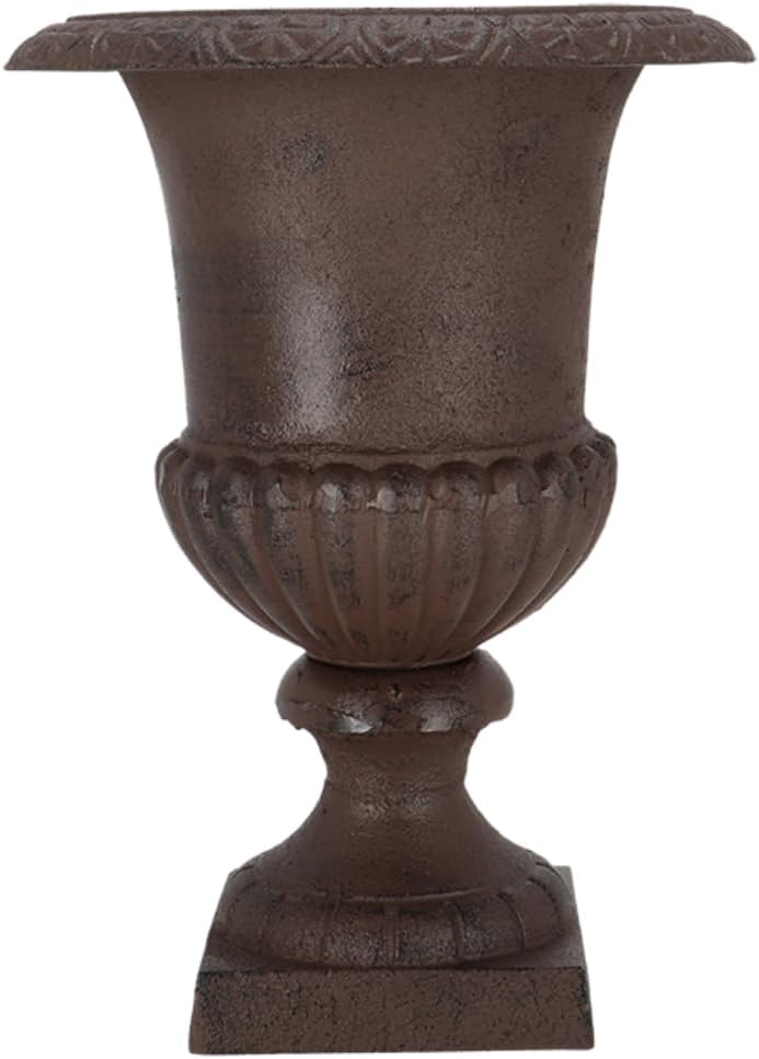 Esschert Design Blumentopf, Übertopf, Französische Vase, Amphore auf Sockel, Grösse L, ca. 31 cm x 3