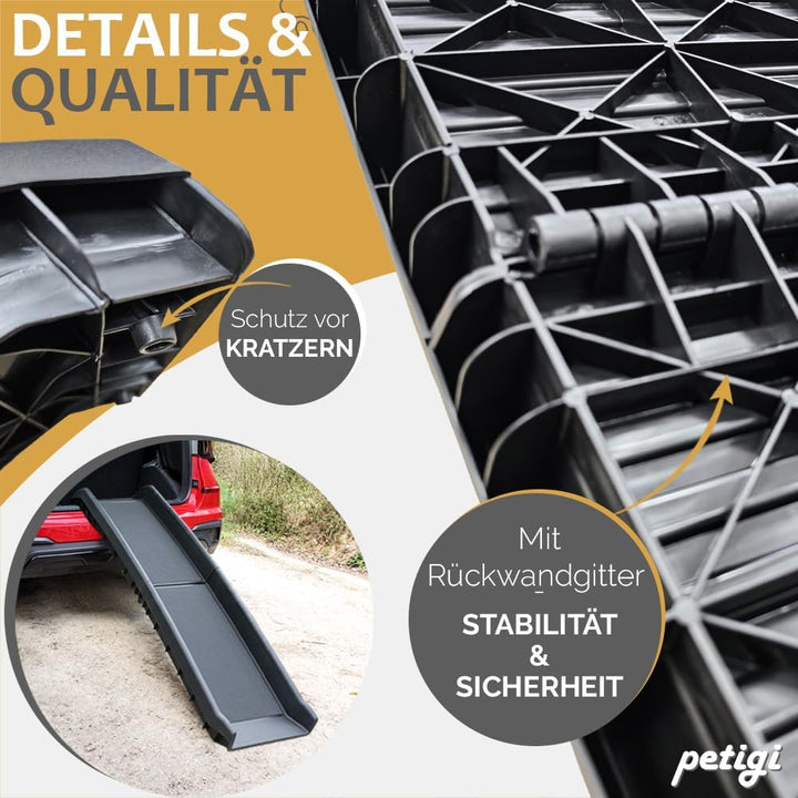Petigi Auswahl Hunderampe für Auto, Aluminium, Hunde Rampe, Hundetreppe, SUV, rutschfest, Belastbark