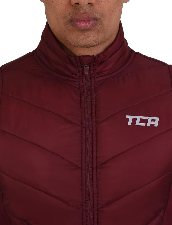 TCA Herren Excel Runner Leichte und gepolsterte Weste mit Reissverschlusstaschen XXL Cabernet, XXL C