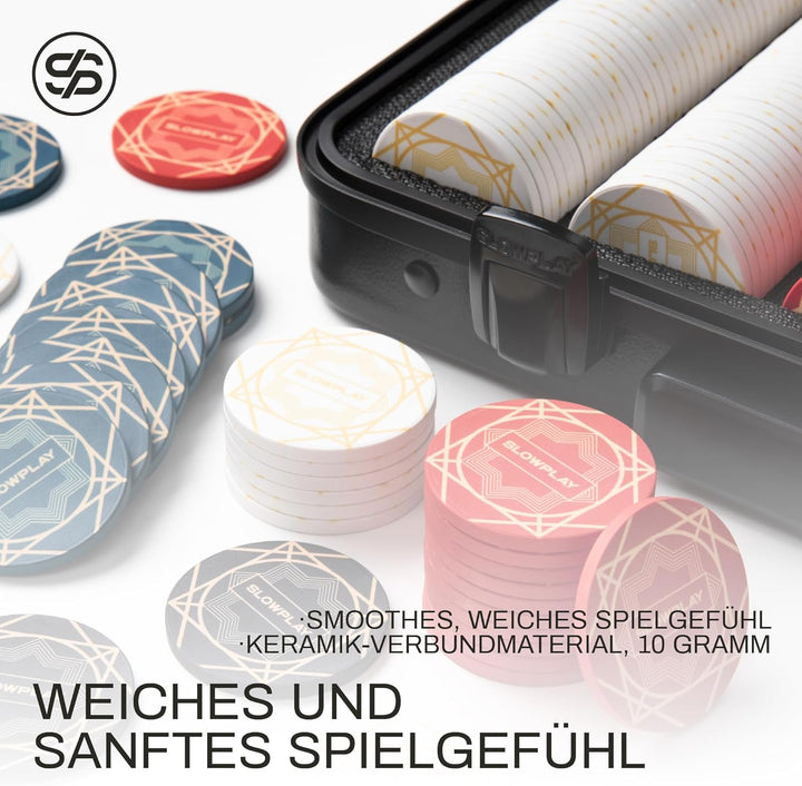 SLOWPLAY Nash Pokerset, 300 Keramik Pokerchips ohne Werte | Profi pokerchips hochwertige, 10g | inkl