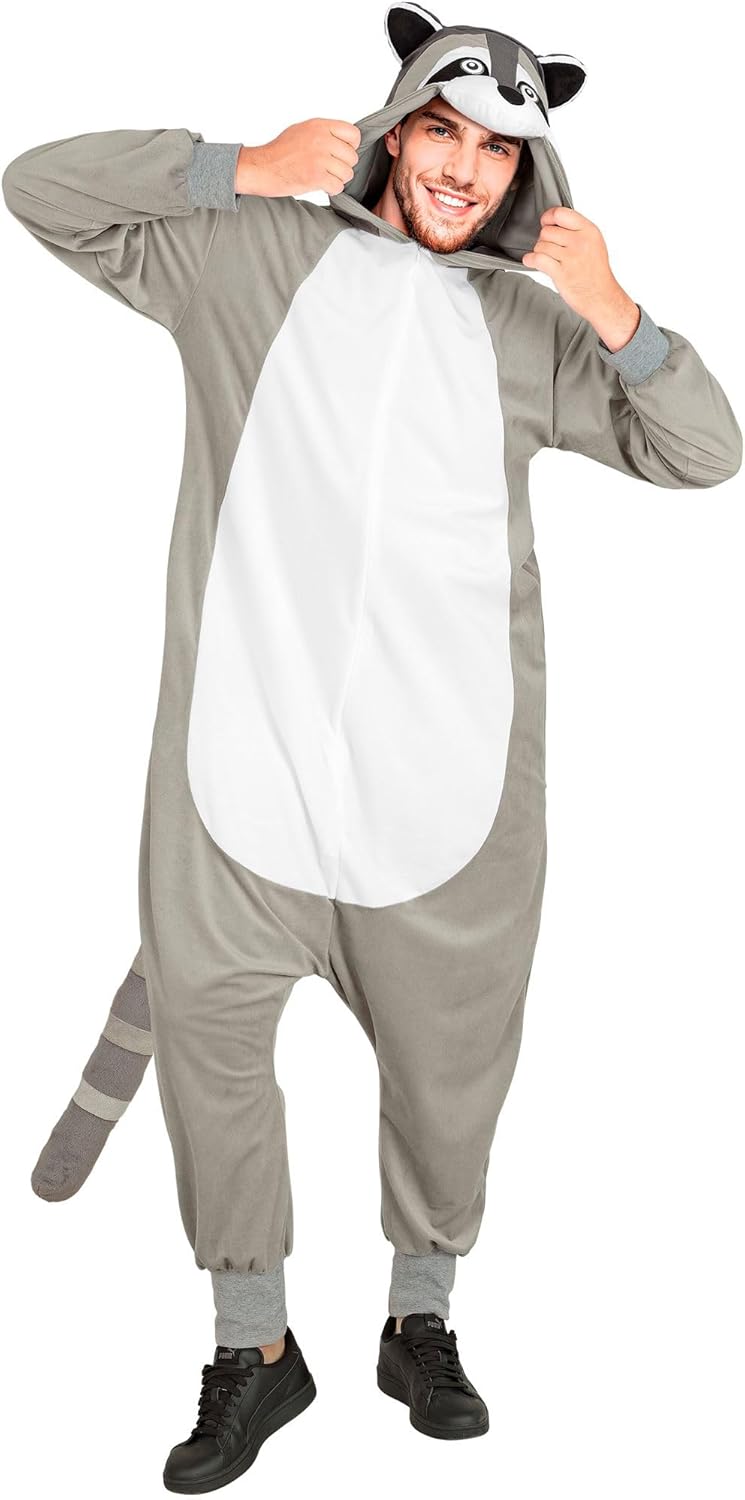 W WIDMANN MILANO Party Fashion - Tier Overall für Erwachsene, weicher Plüsch Jumpsuit mit Kapuze, Ti