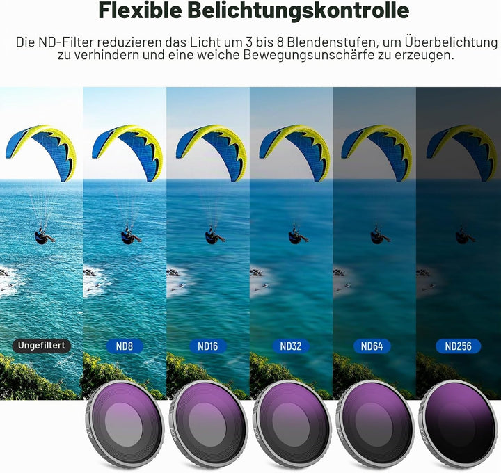 NEEWER 6er Pack ND Filter Set Kompatibel mit DJI Osmo Action 5 Pro/Action 4, Mehrfachbeschichtetes H