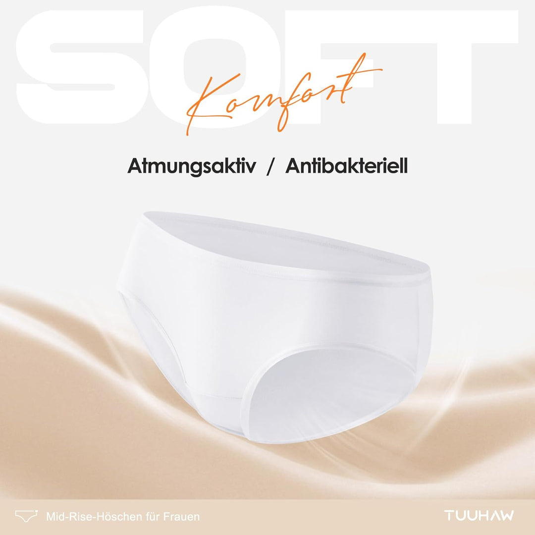 TUUHAW Unterhosen Damen Unterwäsche 6er Pack Baumwolle Slips Mittel Taille Panties XS 6*mehrfarbig-4