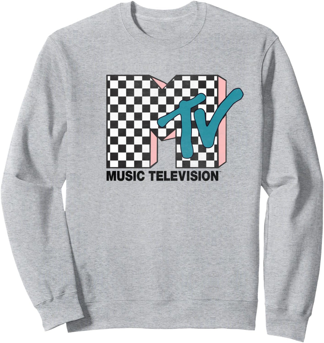MTV Checkered Logo Pink Shadow Turquoise TV Sweatshirt