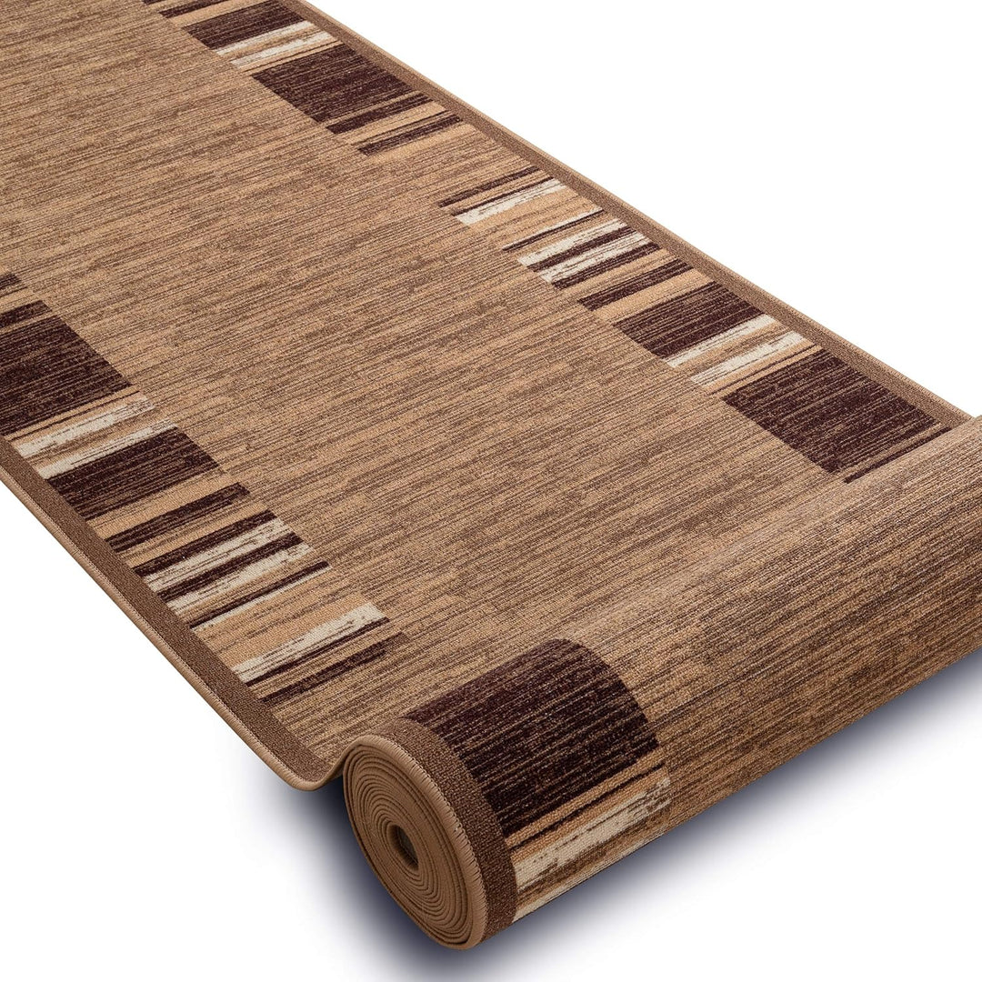rugsx Antirutsch Teppichläufer Adagio beige - moderner Kurzflor für Küche, Flur & Wohnzimmer, Meterw