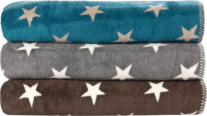 Moon Luxus Sterne Wolldecke Kuscheldecke 150x200-anthrazit, Anthrazit