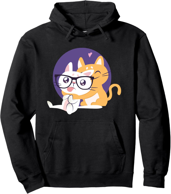 Nerd Katze Süsses Katzen Motiv Geschenk Pullover Hoodie