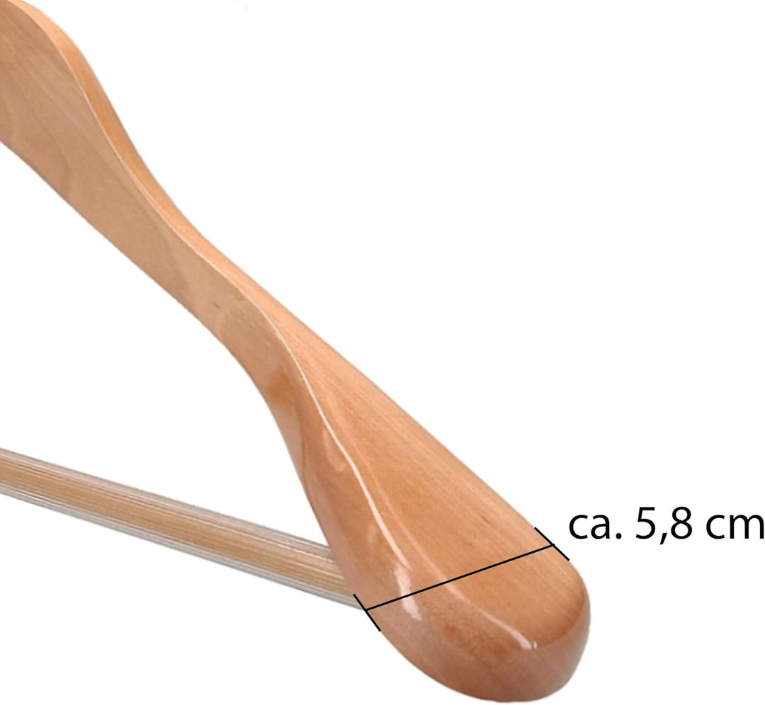 5 x Kleiderbügel Holz VonBueren | 45 x 22,5 cm breit je Bügel/Holzbügel | stabile Holzkleiderbügel |