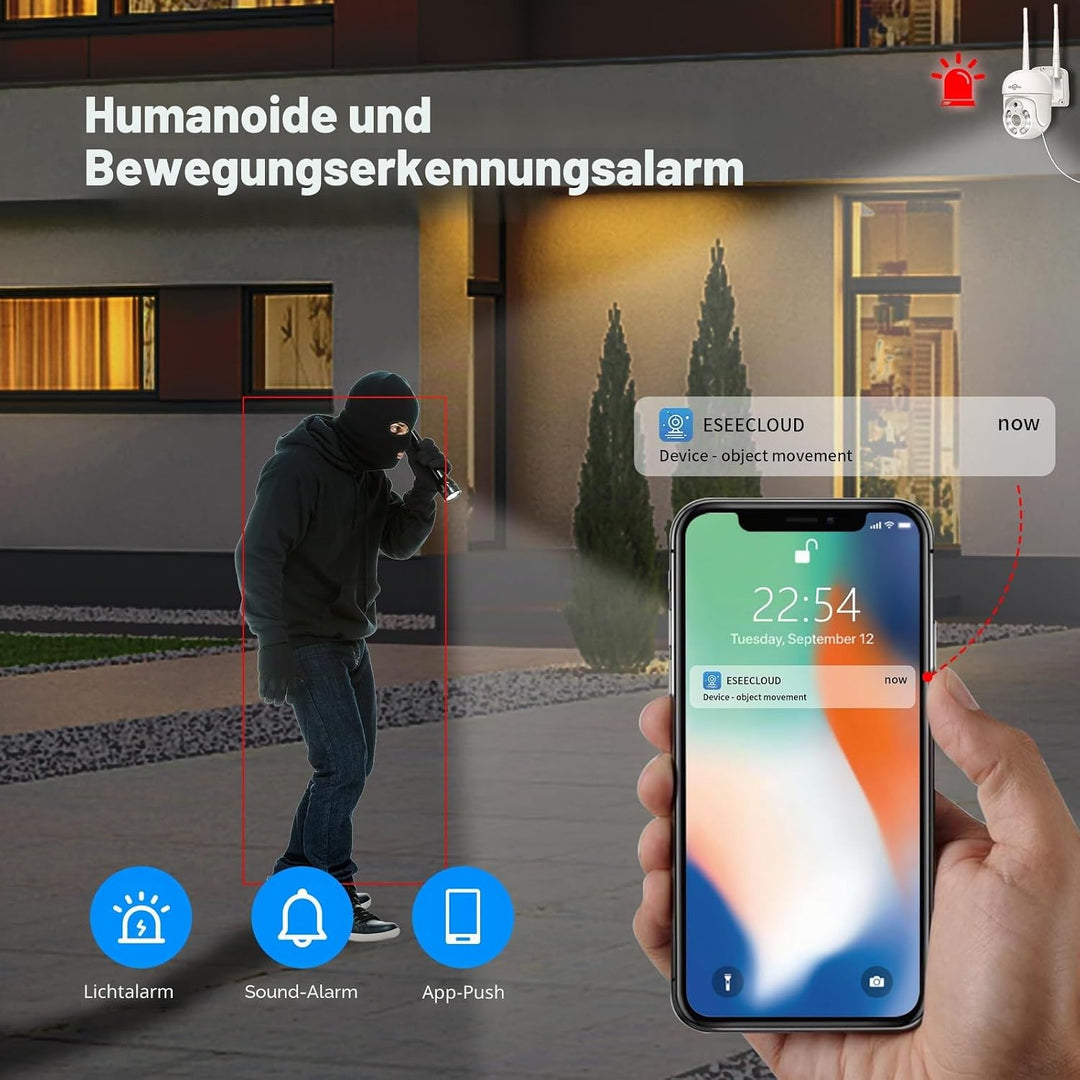 Hiseeu [5MP+1TB] WLAN Überwachungskamera Set Aussen mit 10CH Wireless NVR,4x5MP PTZ Kabellose Kamera