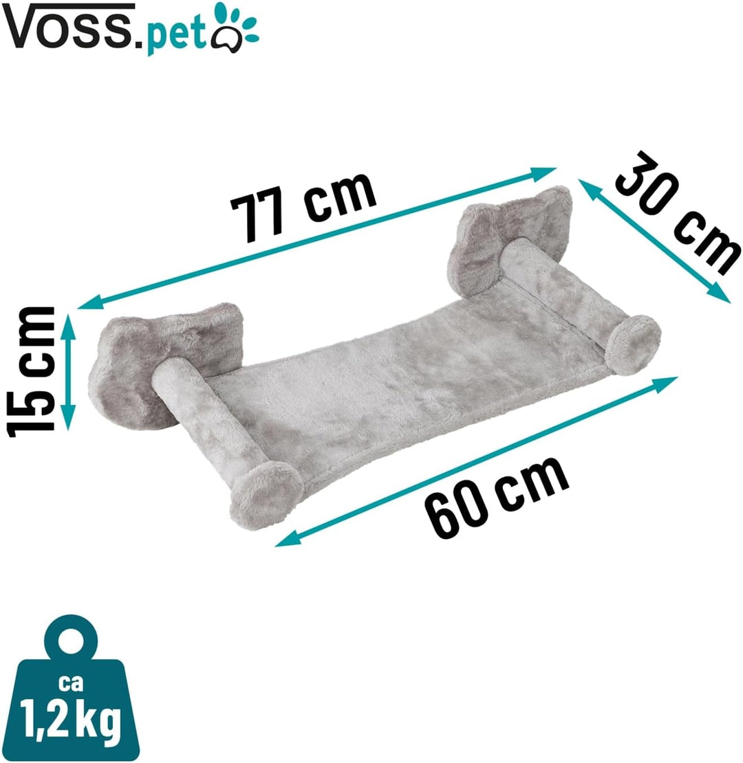 VOSS.PET Hängematte „Irma“ für Katzen, Liegematte mit Plüschstoff, zur Wandmontage