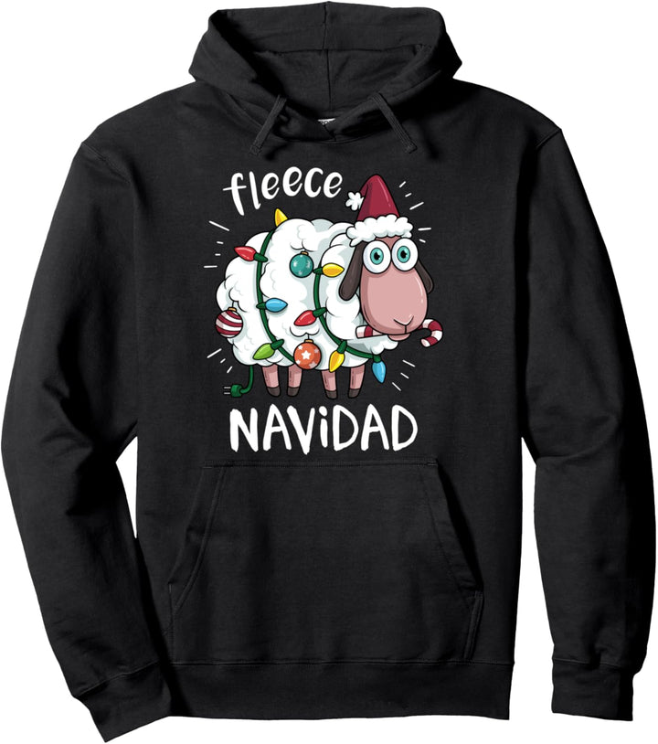 Vlies Feliz Navidad lustiges niedliches Schaf-Weihnachtst Pullover Hoodie