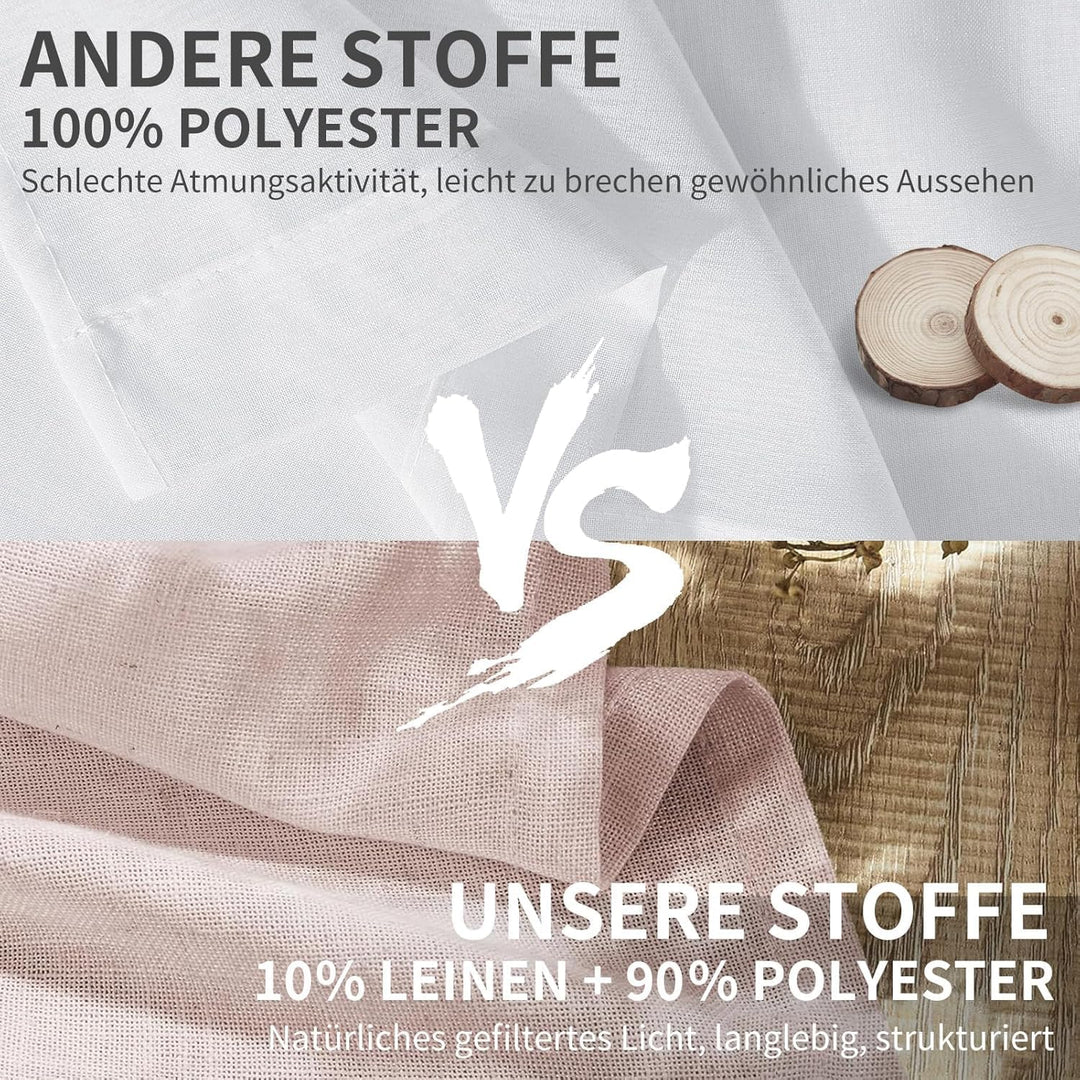 CUCRAF Leinen Gardinen mit Ösen Halbtransparent Leinenvorhang Voile Fensterschal Dekoschal für Schla
