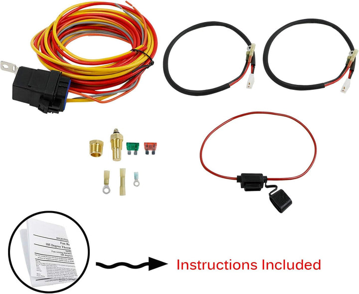 Dual Electric Cooling Fan Wiring Install Kit 185 Degree On 165 Off Engine Fan Thermostat Temperature