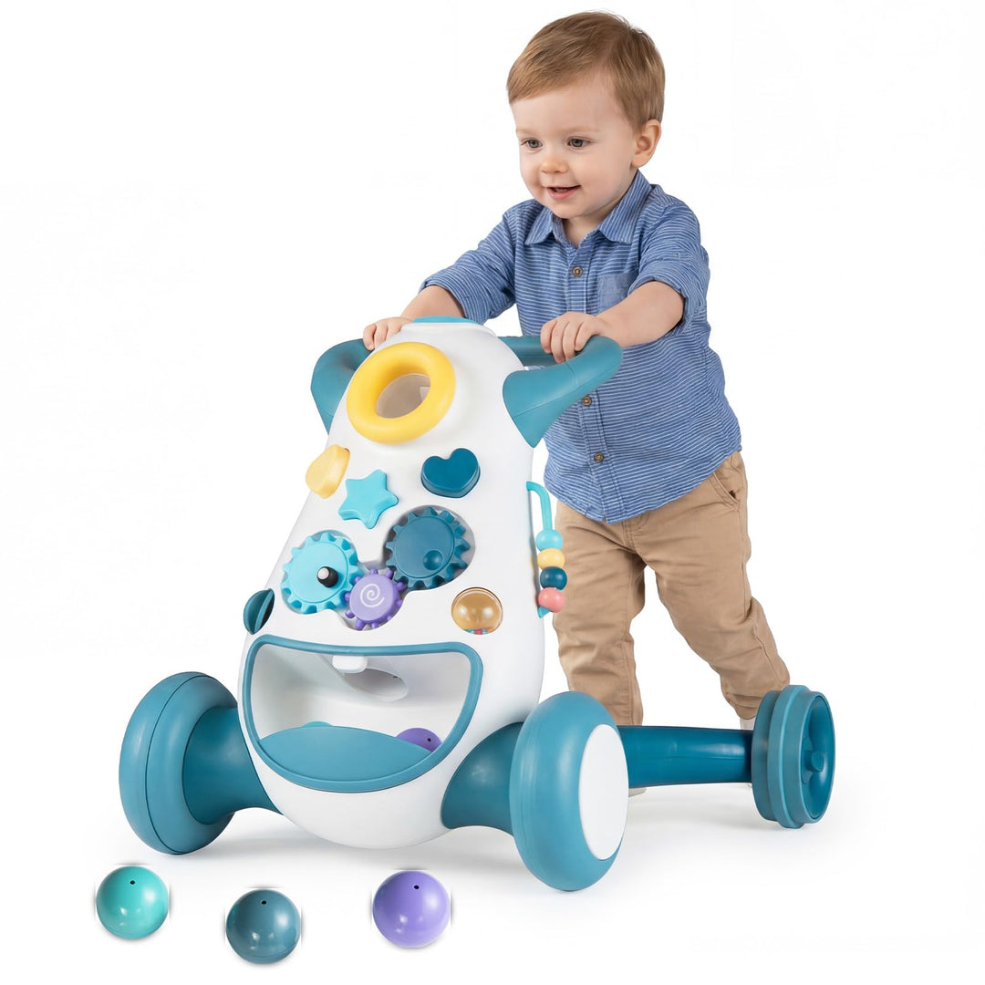 COSTWAY Lauflernwagen Baby, Lauflernhilfe mit Musik &amp; Licht, Laufhilfe mit Formensortierer, Zahnräde
