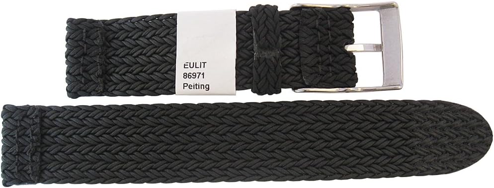 Eulit Palma Pacific Uhrenarmband Nylon, 22 mm, Schwarz