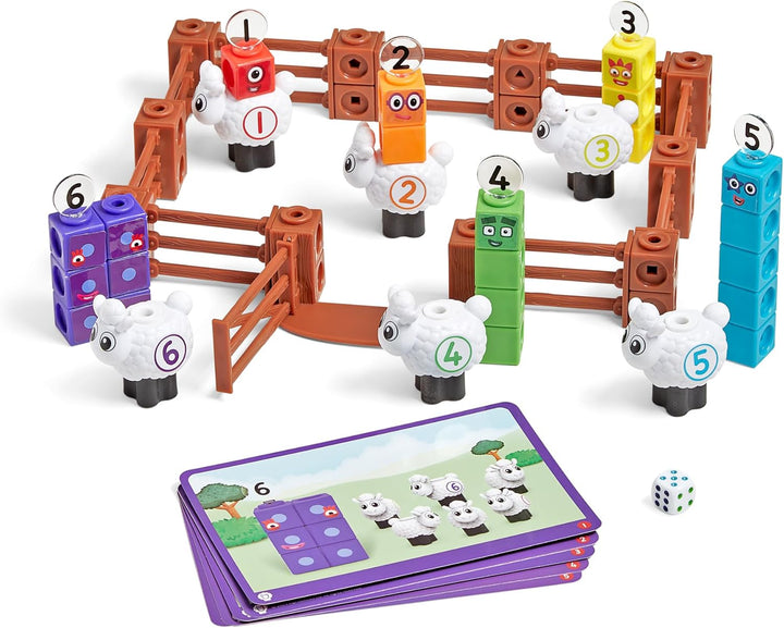 Learning Resources MathLink Würfelset Numberblocks Bauernhof mit Schafen, Alter 3 4 5 6, CBeebies Sp