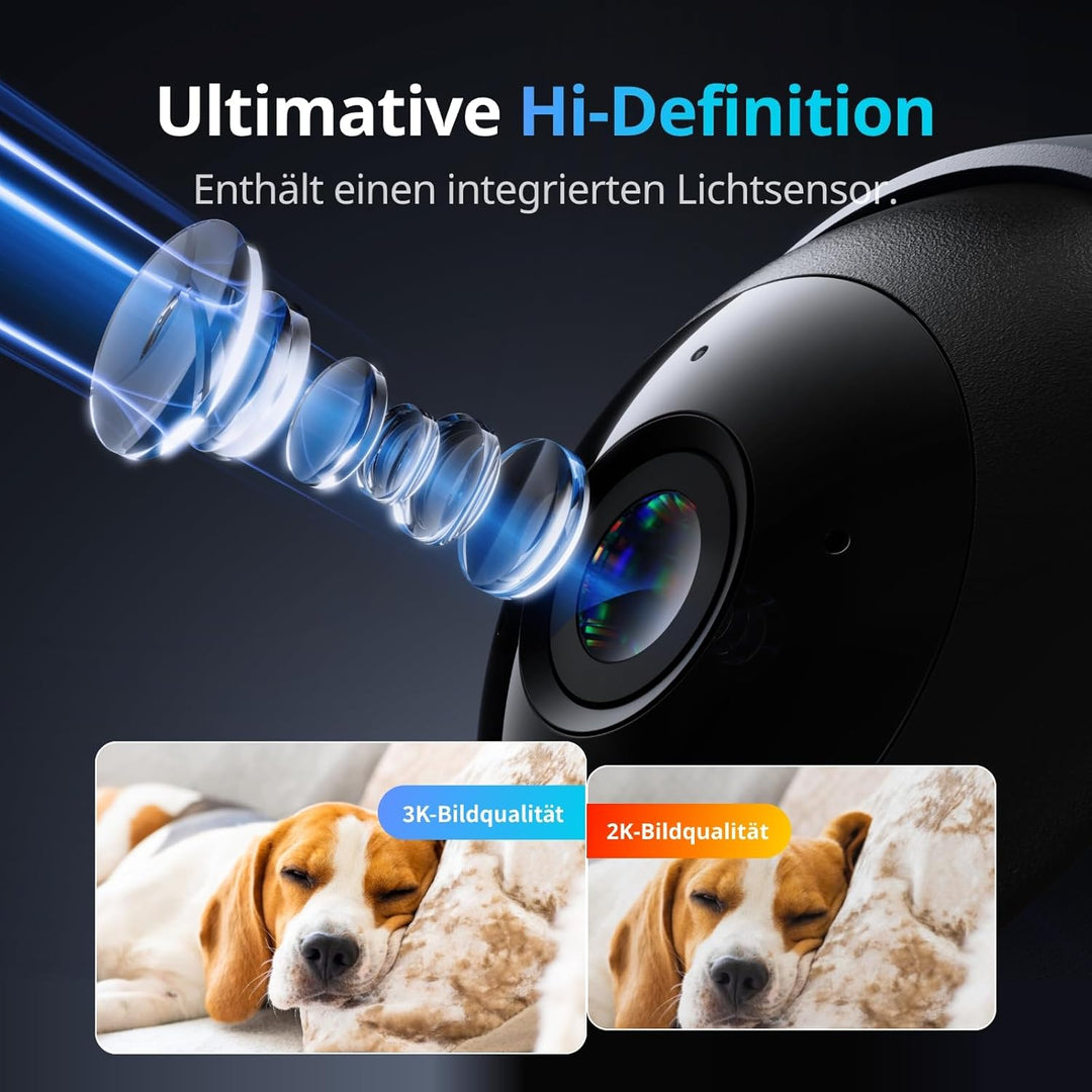 SwitchBot 2K Überwachungskamera innen, WLAN Kamera Überwachung innen mit 360°/115° Sichtfeldabdeckun