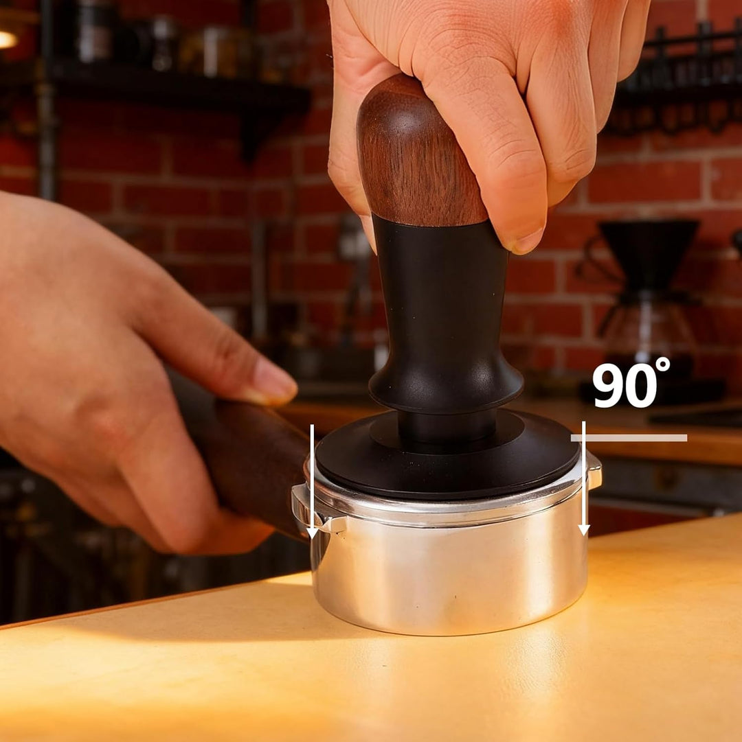 Kaffee Tamper Set 58mm, 30lbs Druckregulierend Espresso Tamper mit WDT Tool & Magnetisch Dosierring,