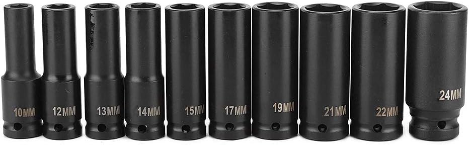 Dioche Steckschlüssel-Set, Sechskant, 1/2 Zoll, tiefe Schlagschrauber, aus Chrom-Vanadium-Stahl, hoh