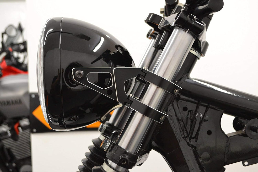 Alchemy Parts Schwarz Motorrad Scheinwerfer-Halter für 40-41mm Gabel - Schwarz CNC Bearbeitet