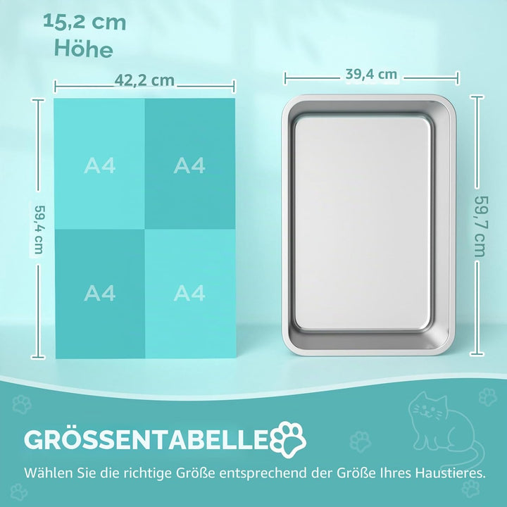 IKITCHEN Grosse Katzentoilette Edelstahl(60×40×15cm), Litter Box Katzenklo, Katzen und Kaninchen Met