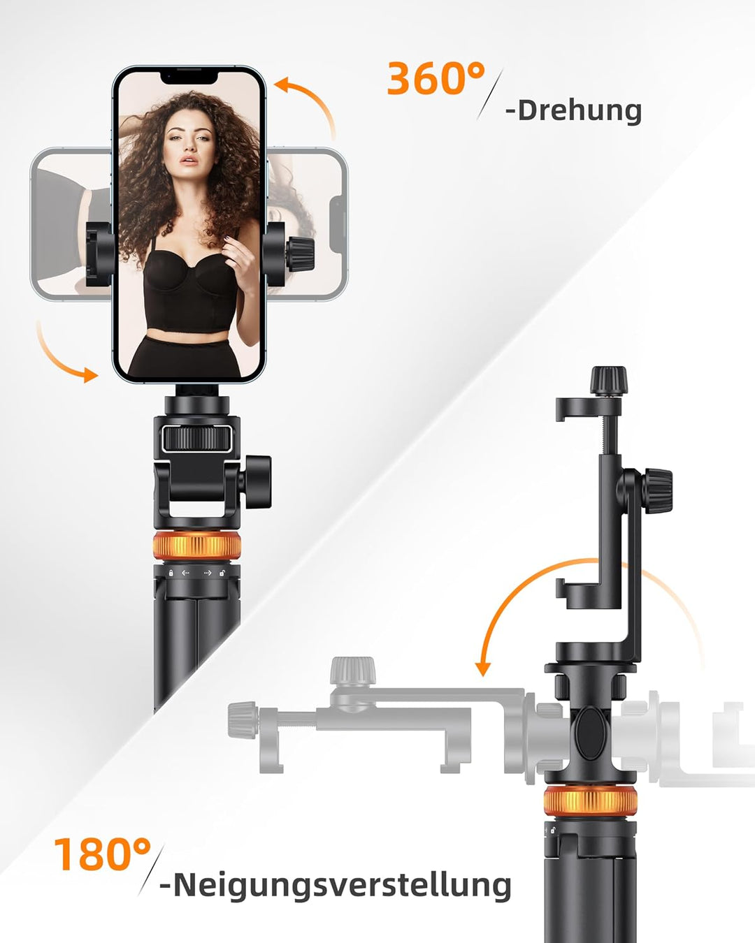 eucos Handy Stativ, Stativ für Smartphone und Selfie Stick mit Fernbedienung, 158CM Hochrobust Struk