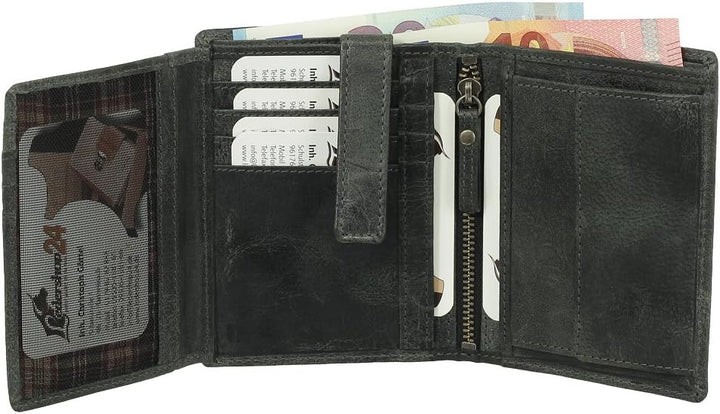 Ledershop24 Luxus Leder Bikerbörse mit Kette Biker Geldbörse Portemonnaie Geldbeutel 10 cm vers. Far