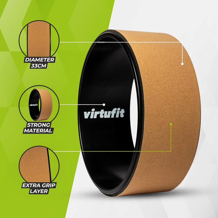 VirtuFit Premium Kork Yoga Rad - Ökologisch - 33 cm
