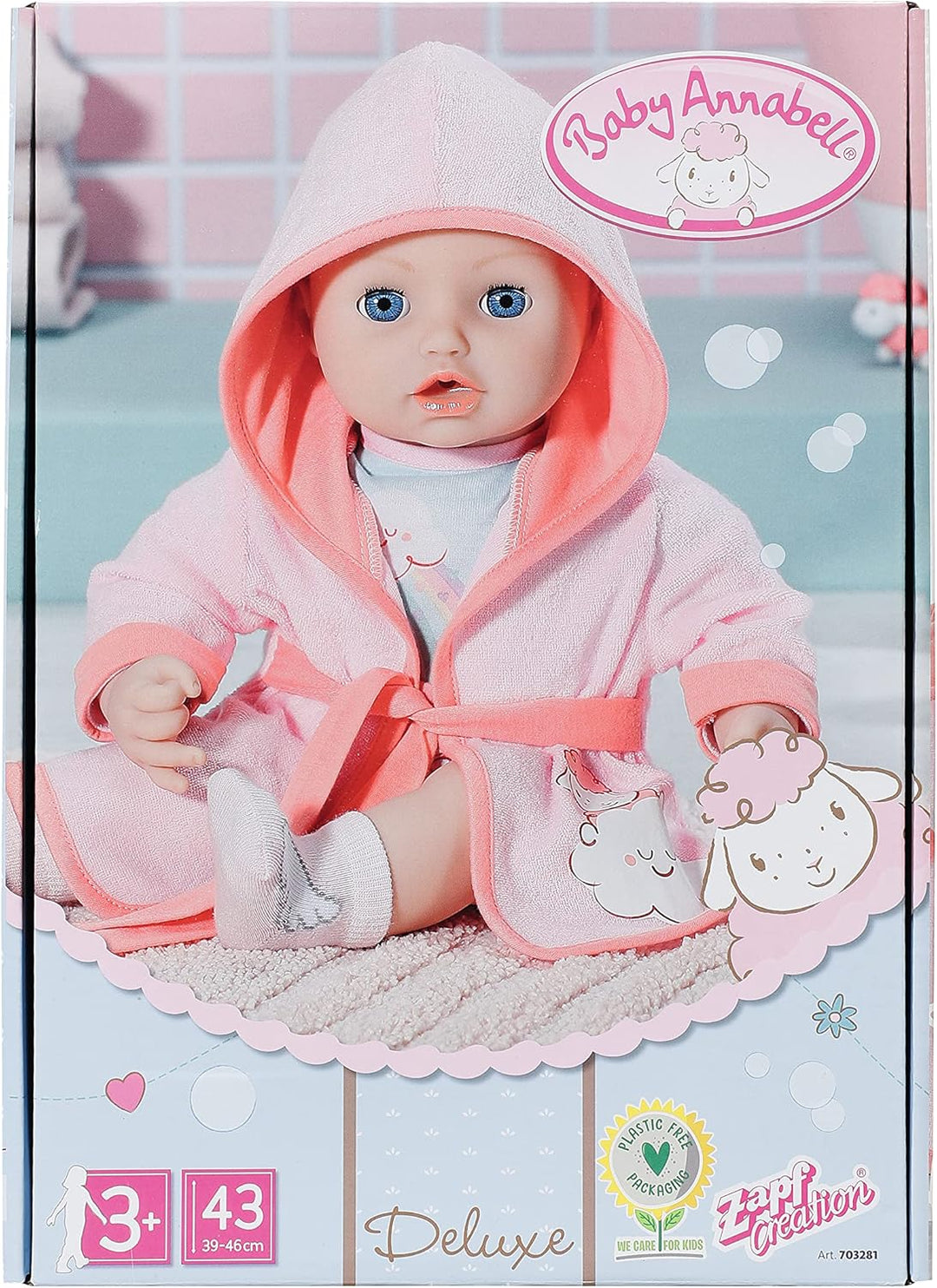 Baby Annabell Deluxe Badezeit, Puppenset für Badewanne bestehend aus rosa Bademantel, Strampler und