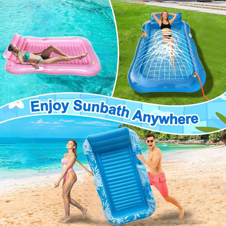 Luftmatratze Pool Erwachsene,Aufblasbar Schwimmmatratze mit Eingebautem Sprinkler,Pool Aufblasbares