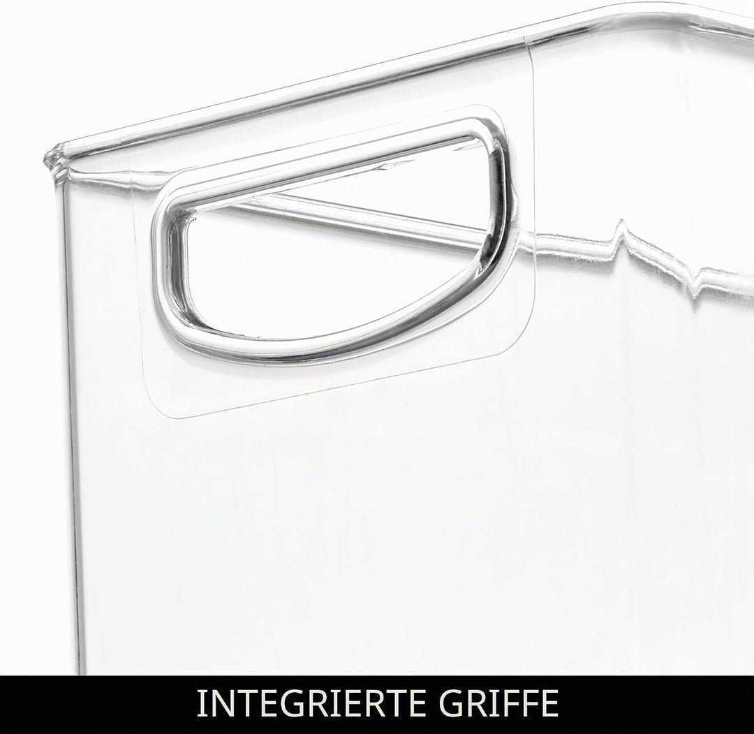 InterDesign iDesign stapelbarer Aufbewahrungskorb aus recyceltem Kunststoff mit Griffen, transparent