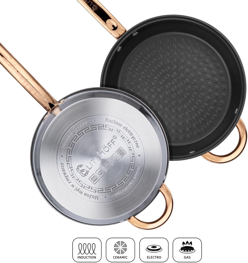 EliteHoff Topfset Induktion, Kochtopf Set mit Glasdeckel, 7-lagiger Edelstahl Topf- & Pfannensets mi