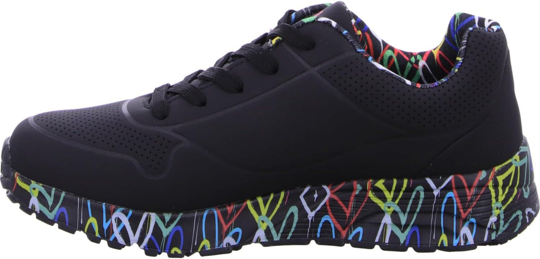 Skechers Mädchen Uno Lite Lovely Luv Sneaker 27 EU Black Synthetic Multi Trim, 27 EU Black Synthetic