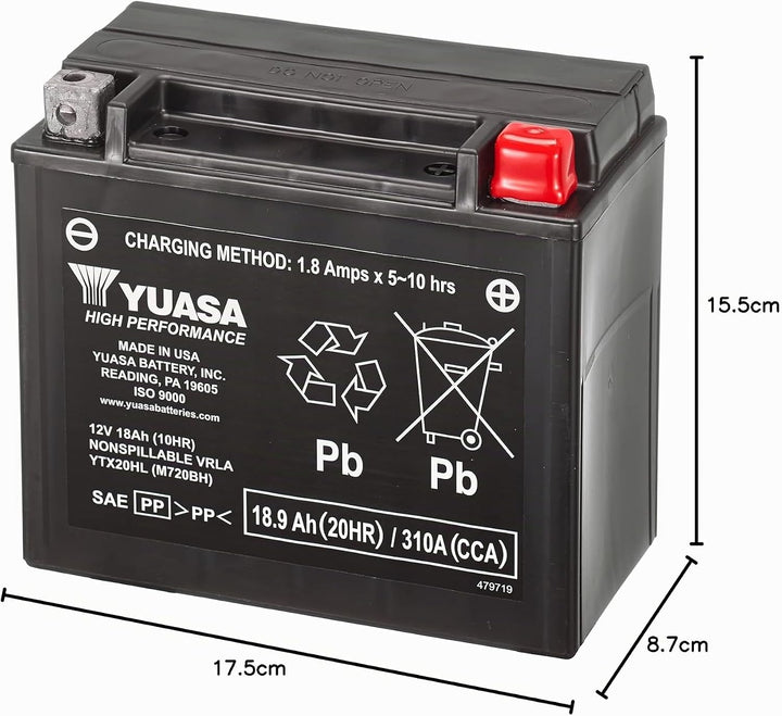 Yuasa YTX20HL-BS (WC) Hochleistungsbatterie, wartungsfrei
