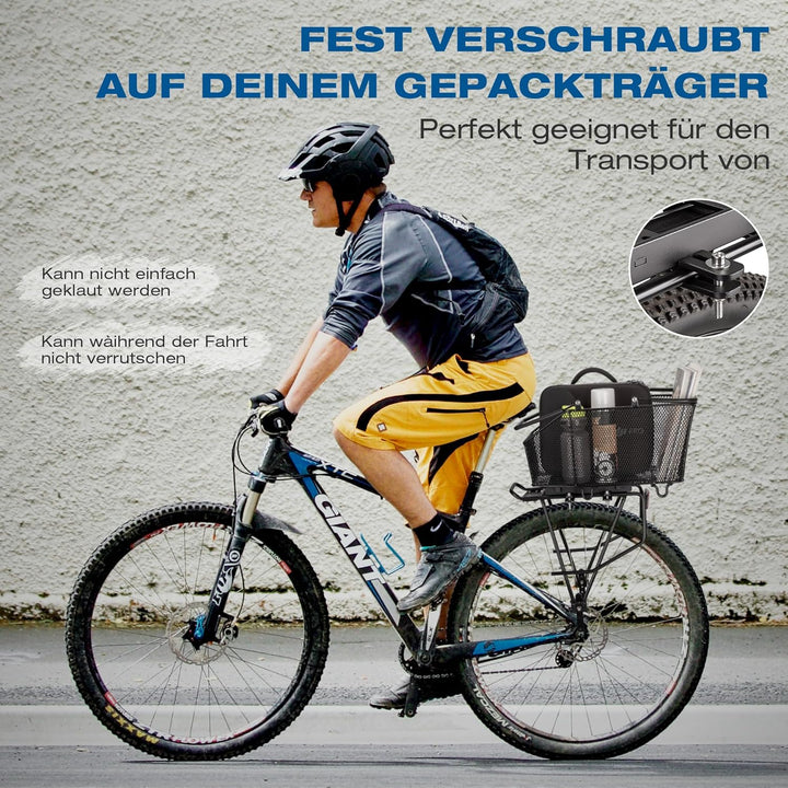 GEWAGE Fahrradkorb hinten, Grosser Gepäckträger Korb abnehmbar, mit exklusivem Schnellverschluss, Ro
