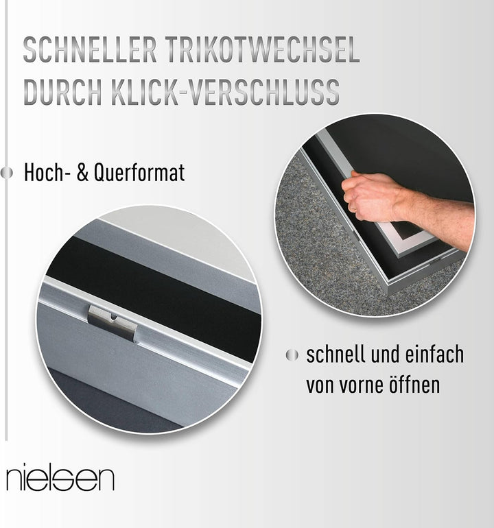 nielsen Trikotrahmen, 70 x 90 cm - Acrylscheibe, Aluminium, Silber matt, Objektrahmen zum Aufhängen