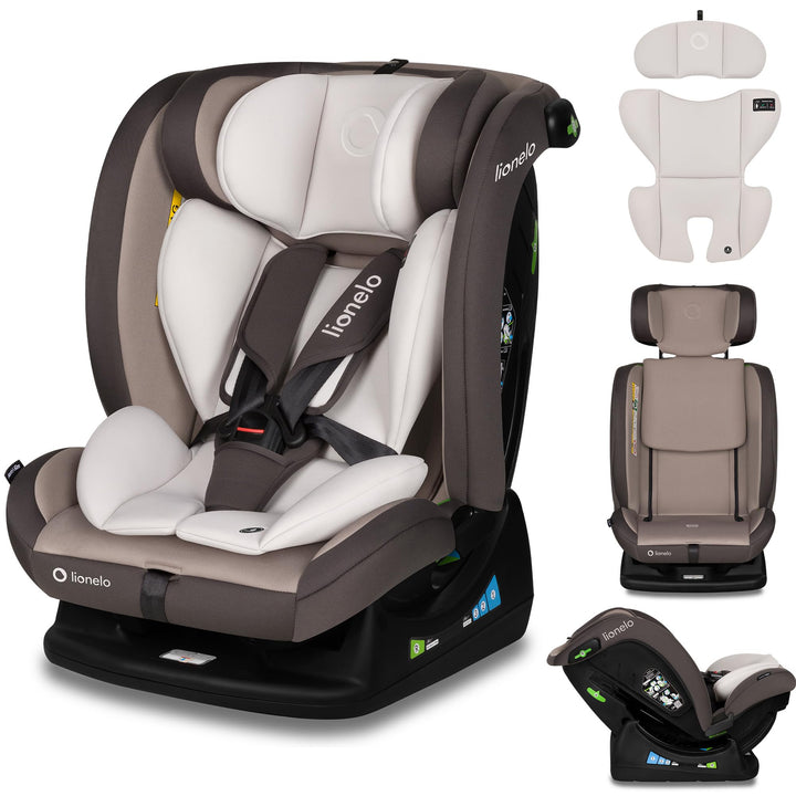 LIONELO AART I-SIZE Autositz für Kleinkinder 40-150 cm, Montage mit Sicherheitsgurten, Kopfstützen-