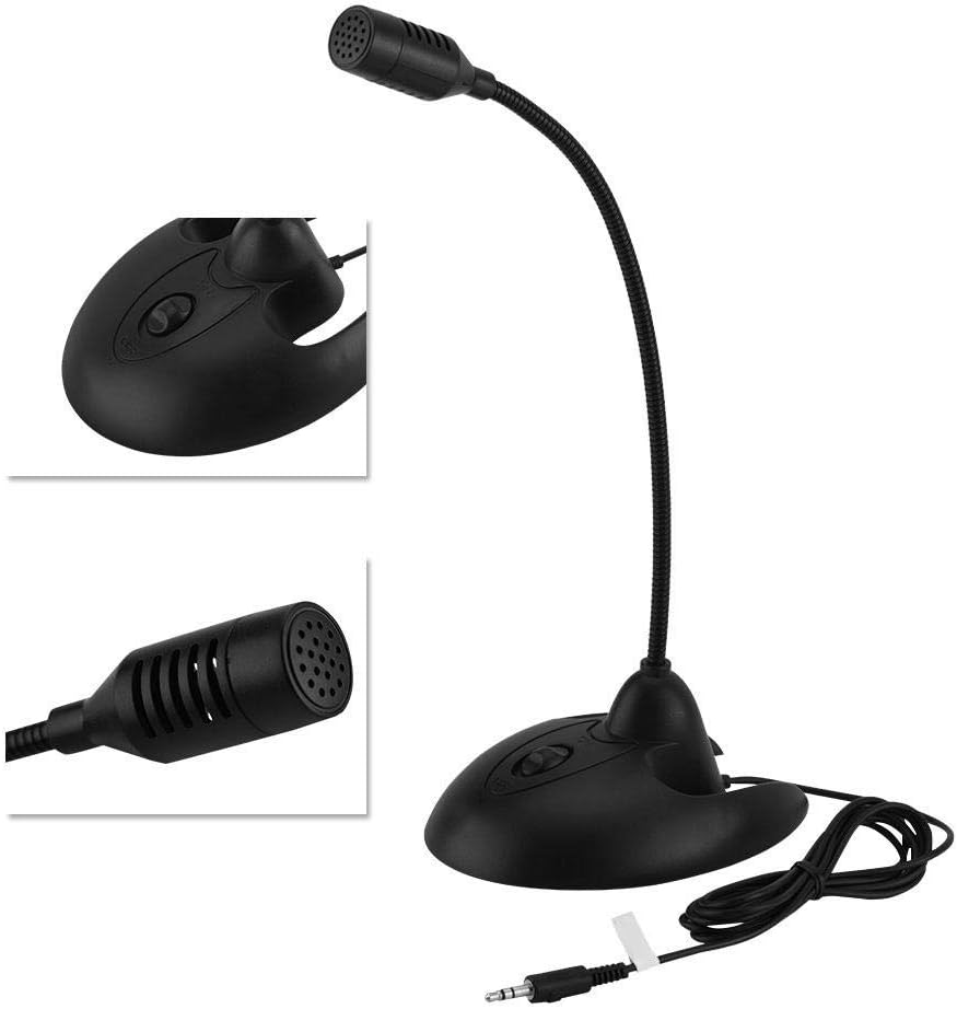 Diyeeni Flexibel Dekstop Mikrofon, Standmikrofon 3,5mm PC-Tischmikrofon Plug & Play Mikrofon für Bür
