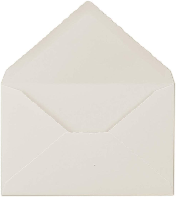 25x Vintage Brief-Umschläge mit Zackenschnitt - Natur-Weiss - Edel-Bütten - DIN C5-162 x 229 mm - 16